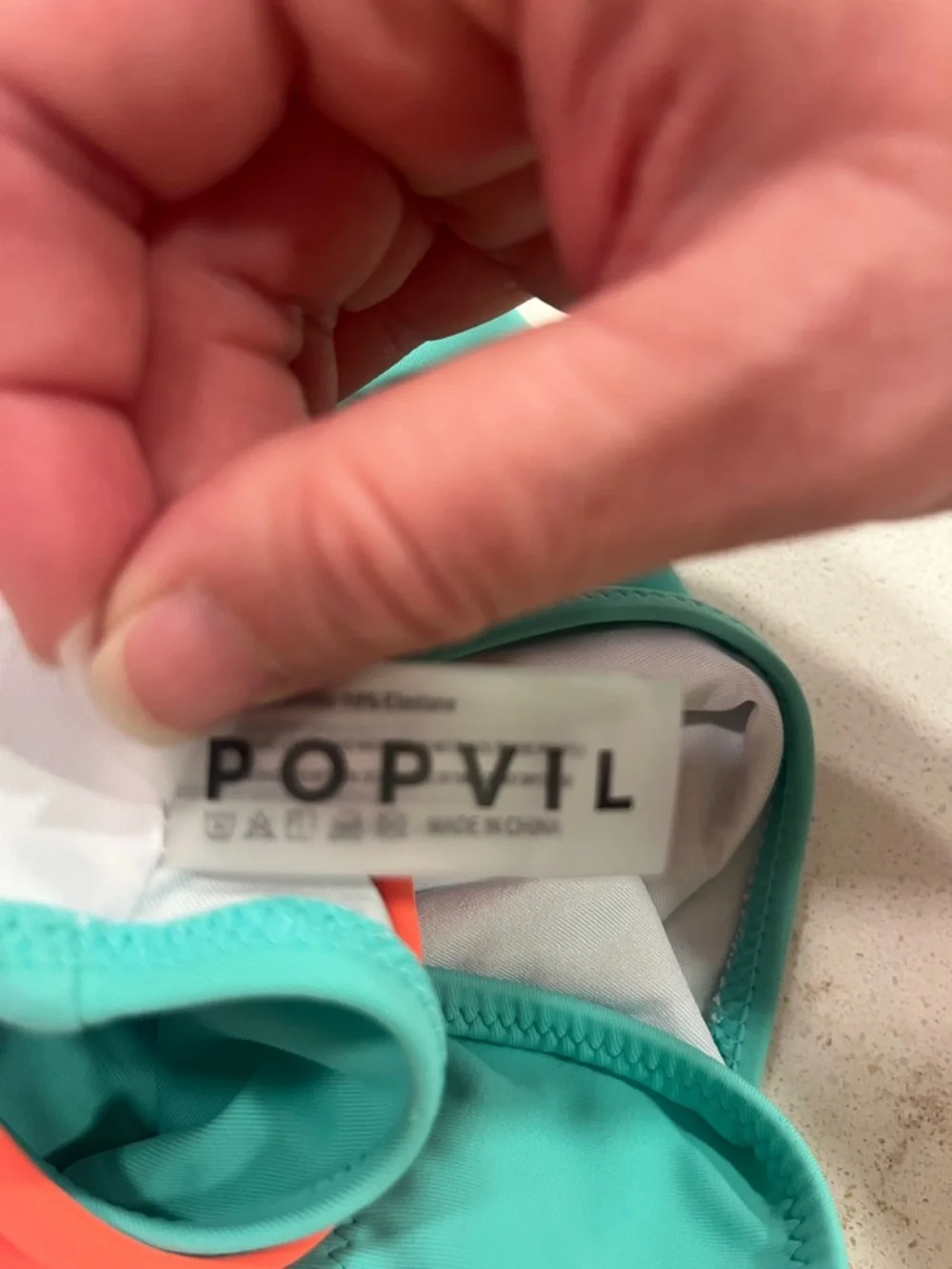 POPVIL Colorblock Teal Bikini Bottoms with Hot Pink & Coral Accents